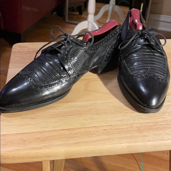 Men Dapper shoes black alligator and leather Sz 9 main image 6